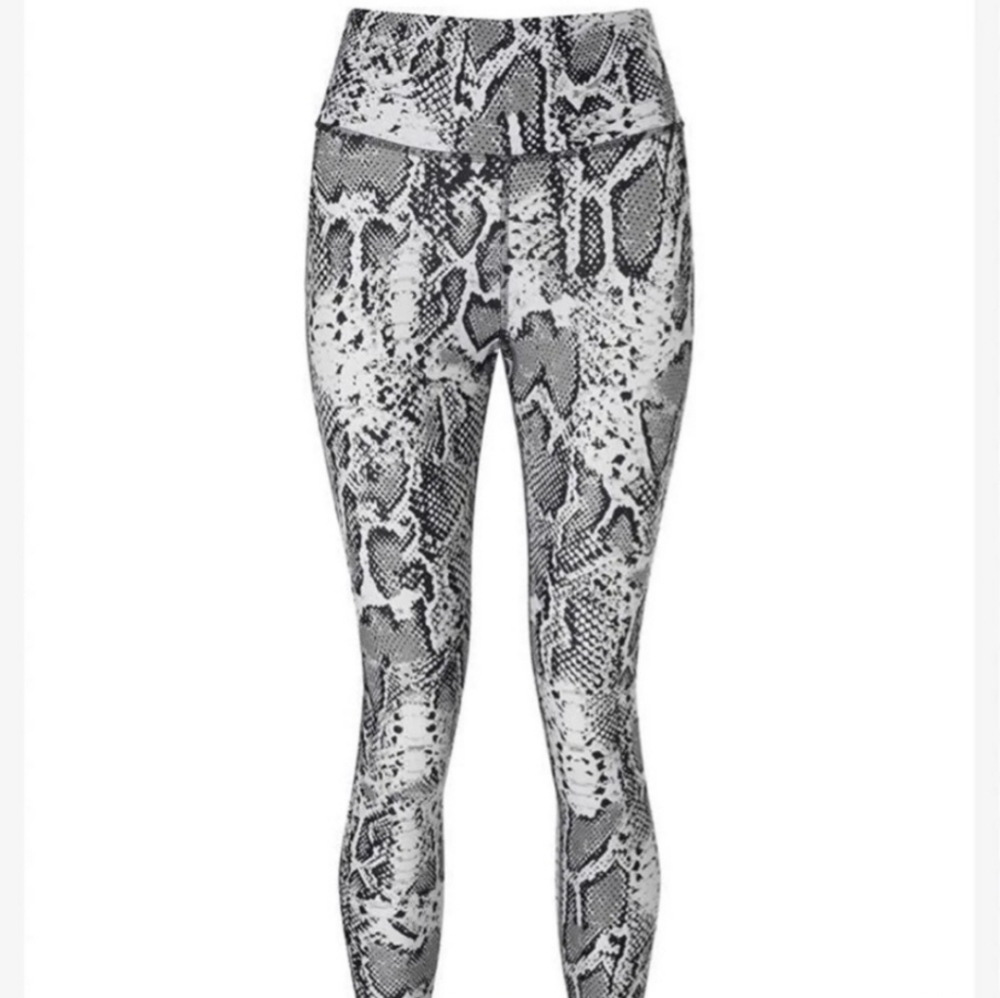 HPE full length high-waisted Snakeskin Athletic leggings grey white black
